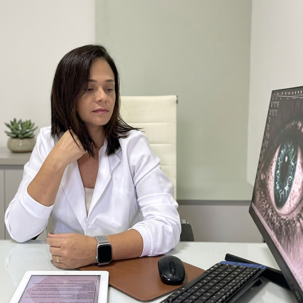 Mirian Bicalho Ervilha, iridologista e naturopata, em seu consultório